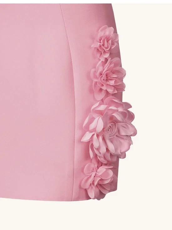 NWT JW Pei Elaina Pink Rosette Applique Mini Dress-Pink - Size 10 - Picture 6 of 12